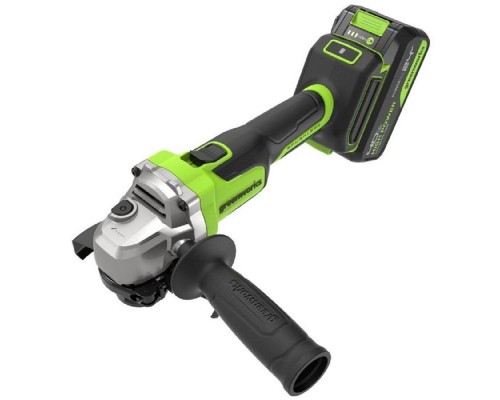 [Углошлифовальные, Шлифовальные машины, Реноватор] Greenworks Углошлифовальная машина аккумуляторная AG590, 24V, б/щет, 125 мм, 8500 об/мин, Anti-Kickback,1х4Ач,ЗУ,кор [3201007CUB]