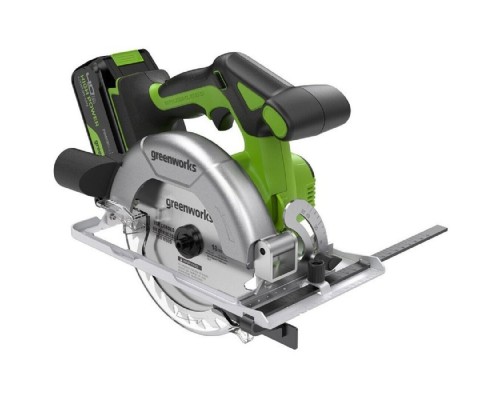 [Пилы] Greenworks GD24CS165 Дисковая пила 24V,б/щет,165х20мм, 4800 об/мин, рез 57мм,1х4Ач,ЗУ,кор [1501607CUB]