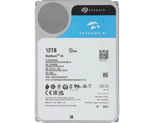 [Жесткий диск] 12TB Seagate SkyHawkAl (ST12000VE003) {SATA 6 Гбит/с, 7200 rpm, 256 mb buffer, для видеонаблюдения}