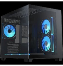 Корпус XASTRA QW500M 6ARGB-C10-UC Black mATX/Aquarium/Screewless/ 6x120mm ARGB PWM FM fans/Argb+PWM HUB 10port/Type-C/ QW500M-6FM12A-C10-UC