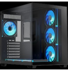 Корпус XASTRA QW500 7ARGB-C10-UC Black ATX/Aquarium/Screewless/7x120mm ARGB PWM FM fans/Argb+PWM HUB 10port/Type-C/ QW500-7FM12A-C10-UC