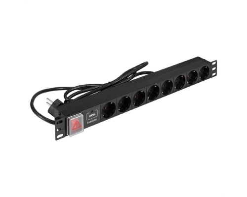 [Сетевой фильтр] Exegate EX299603RUS Блок розеток с сетевым фильтром (Surge Protect) и выключателем с подсветкой ExeGate ServerPro PDU-19H805 Al-8S-EU3CU-SW-SPD1 (19