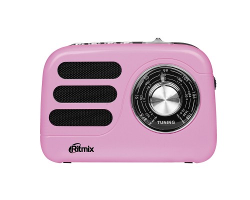 [Колонки] RITMIX RPR-033 PINK {Радиоприёмник порт 3хдиапазонный FM/AM/SW, Bluetooth v.5.3, воспр. с USB и с карт памяти micro SD (до 32Gb),  динамик 52мм 5 Вт 4 Ом}