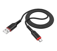 HOCO X59/ USB кабель Micro/ 1m/ 2.4A/ Нейлон/ Black