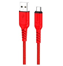 HOCO X59/ USB кабель Micro/ 1m/ 2.4A/ Нейлон/ Red