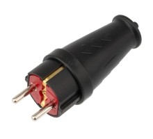 Rexant (111-200) Вилка влагозащищенная прямая COMPACT, с/з, 16А, IP44 каучук, черная
