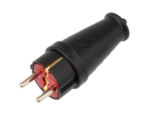 [Smartbuy Вилки, Разъемы силовые, Колодки] Rexant (111-200) Вилка влагозащищенная прямая COMPACT, с/з, 16А, IP44 каучук, черная