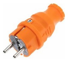 Rexant (111-202) Вилка влагозащищенная прямая COMPACT, с/з, 16А, IP44, каучук, оранжевая
