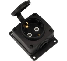 Rexant (111-221) Розетка (колодка) влагозащищенная с крышкой 1 гнездо COMPACT, с/3, 16А, IP54, каучук, черная