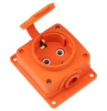 Rexant (111-225) Розетка (колодка) влагозащищенная с крышкой 1 гнездо COMPACT, с/3, 16А, IP54, каучук, оранжевая