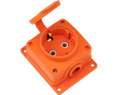 [Smartbuy Вилки, Разъемы силовые, Колодки] Rexant (111-225) Розетка (колодка) влагозащищенная с крышкой 1 гнездо COMPACT, с/3, 16А, IP54, каучук, оранжевая