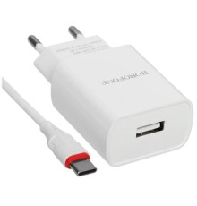 BOROFONE BA20A/ Сетевое ЗУ + Кабель Type-C 1m/ 1 USB/ Выход: 10.5W/ White