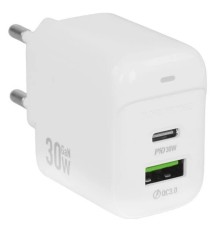 BOROFONE BAS45A/ Сетевое ЗУ/PD + QC 3.0/ 2 USB: Type-C + Type-A/ Выход: 30W + 18W/ White