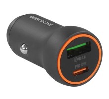 BOROFONE BZ32A/ Авто ЗУ/ PD + QC 3.0/ 2 USB: Type-C + Type-A/ Выход: 30W + 18W/ графит