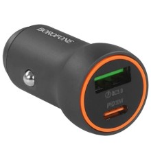 BOROFONE BZ32A/ Авто ЗУ/ PD + QC 3.0/ 2 USB: Type-C + Type-A/ Выход: 30W + 18W/ графит