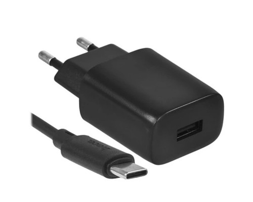 [Аксессуар] HOCO C134A/ Сетевое ЗУ + Кабель Type-C 1m/ 1 USB/ Выход: 10.5W/ Black