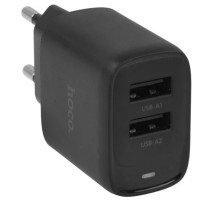 HOCO C141A/ Сетевое ЗУ/ 2 USB/ Выход: 12W/ Black