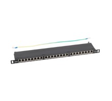 NTSS Патч-панель NTSS PREMIUM 0.5U 24 порта RJ45 FTP cat.5e, Krone IDC с задним кабельным органайзером NTSS-PP2-PM-0.5U-24-FTP-RJ45-5e-K