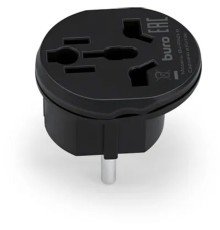 Адаптер-переходник Buro  BU-PA01-B (1 розетка) черный (пакет ПЭ) {1844152} {переходник для Apple универсальный}