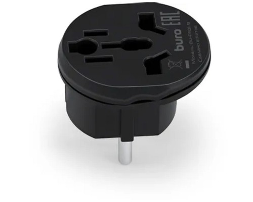 [Аксессуар к ноутбуку] Адаптер-переходник Buro  BU-PA01-B (1 розетка) черный (пакет ПЭ) {1844152} {переходник для Apple универсальный}