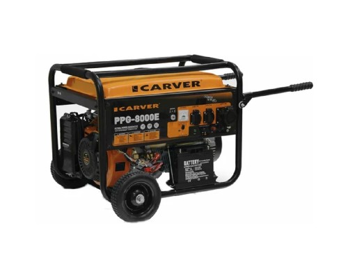 [Генераторы] Генератор CARVER PPG- 8000Е бензин { (LT-190F, 6,0/6,5кВт, 220В, бак 25л,эл.ст, кол/рук. медь) }