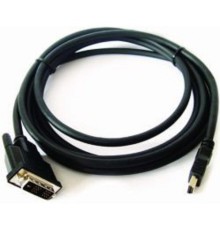 Кабель HDMI-DVI Cablexpert CC-HDMI-DVI-15, 19M/19M, single link, медь, позол.разъемы, экран, 4.5м, черный, пакет