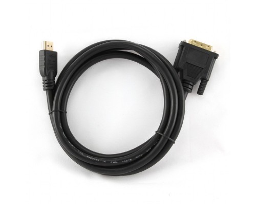 [кабели] Кабель HDMI-DVI Cablexpert CC-HDMI-DVI-6, 19M/19M, single link, медь, позол.разъемы, экран, 1.8м, черный, пакет