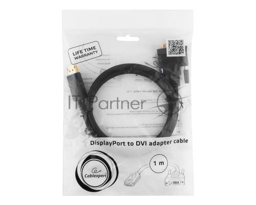 Кабель DisplayPort-DVI Gembird/Cablexpert  1м, 20M/19M, черный, экран, пакет(CC-DPM-DVIM-1M)