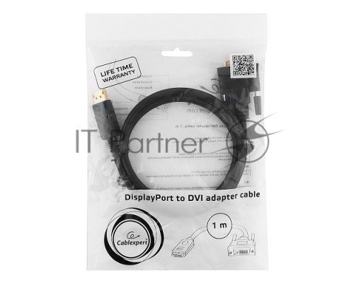Кабель DisplayPort-DVI Gembird/Cablexpert  1м, 20M/19M, черный, экран, пакет(CC-DPM-DVIM-1M)