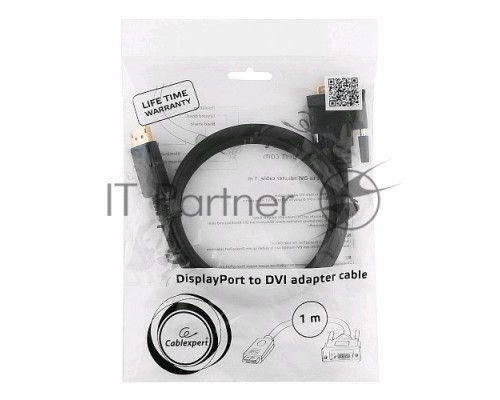 Кабель DisplayPort-DVI Gembird/Cablexpert  1м, 20M/19M, черный, экран, пакет(CC-DPM-DVIM-1M)
