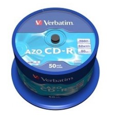 43343 Диски CD-R Verbatim 50шт, 700MB 52-x, CRYSTAL AZO, Cake Box 