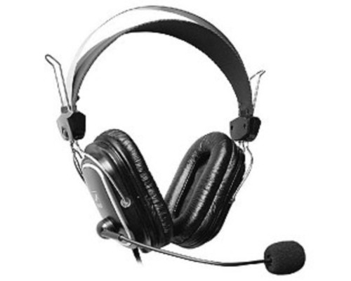 [Наушники] A4Tech HS-50,Черный(серебристые вставки) {Гарнитура  стерео, монитор типа, закрытые, рег громкости, 20-20000Гц 32 Ом 97дБ, микр подвижн,  кабель 2, 3.5 jack 3 pin}