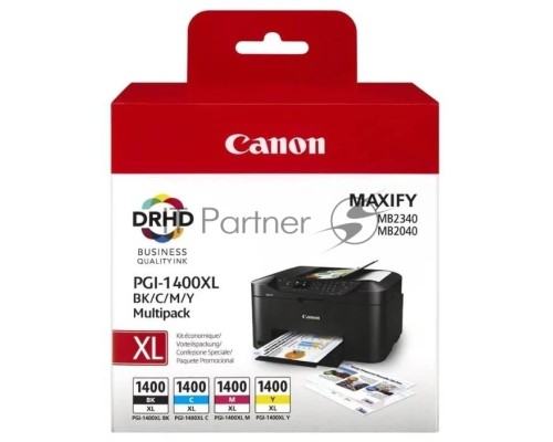 Картридж струйный CANON PGI-1400XL BK/C/M/Y MULTI (набор черный/голубой/пурпурный/желтый) для MAXIFY МВ2040/МВ2340