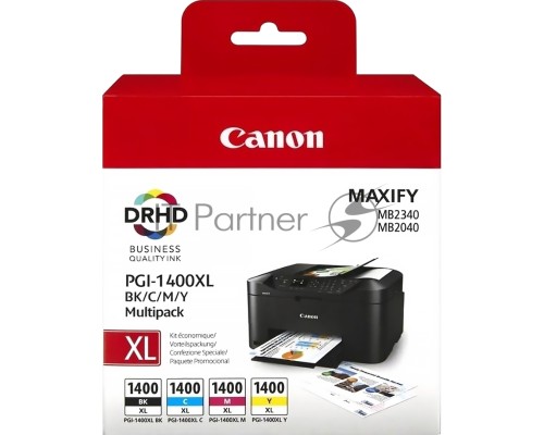 Картридж струйный CANON PGI-1400XL BK/C/M/Y MULTI (набор черный/голубой/пурпурный/желтый) для MAXIFY МВ2040/МВ2340