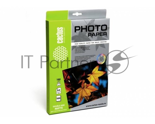 Фотобумага Cactus CS-MA4190100DS матовая двусторонняя A4 190 г/м2 100 листов