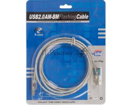 Кабель USB2.0 Ningbo USB A (m)/USB B (m) 1.8м подсветка
