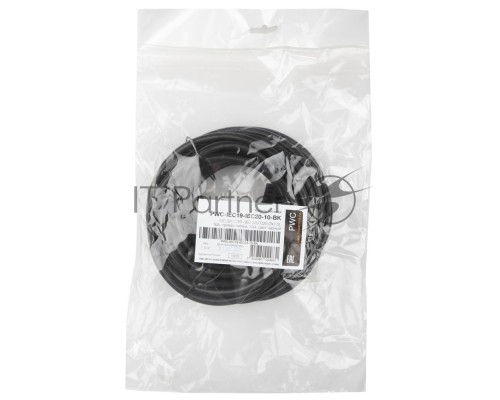 Кабель Hyperline PWC-IEC19-IEC20-10-BK Кабель питания IEC 320 C19 - IEC 320 C20 (3x1.5), 16A, прямая вилка, 10 м