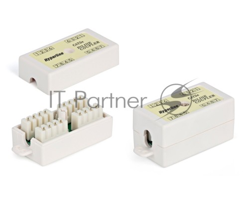 Проходной адаптер (coupler) Hyperline CA-IDC-C5e-WH Dual IDC (110&Krone), категория 5e, 4 пары
