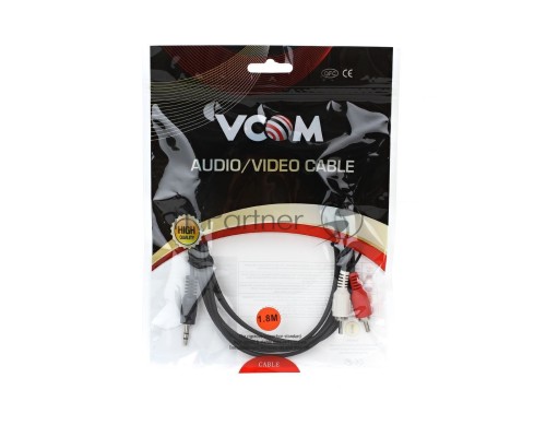 Кабель VCOM VAV7183-1.8M Кабель соединительный 3.5 Jack (M) - 2xRCA (M), стерео, аудио,  1.8м 
