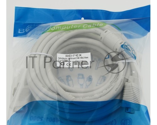 Кабель VGA DB15 (m)/DB15 (m) 15м феррит.кольца