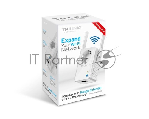 Сетевой адаптер TP-Link SOHO  TL-WA860RE 300Mbps Wireless N Wall Plugged Range Extender with AC Passthrough, QCA(Atheros), 2T2R, 2.4GHz, 802.11b/g/n, 1 10/100Mbps LAN port, Range Extender button, Range Extender mode, suppo поставляется без кабеля RJ-45