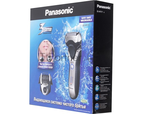 Бритва сетчатая Panasonic ES-RT77-S520 реж.эл.:3 питан.:аккум. серебристый/черный