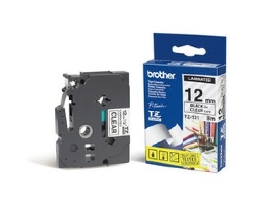 [Расходные материалы] Brother TZE-131 Картридж с лентой (P-Touch, 12мм, черный на прозрачном)