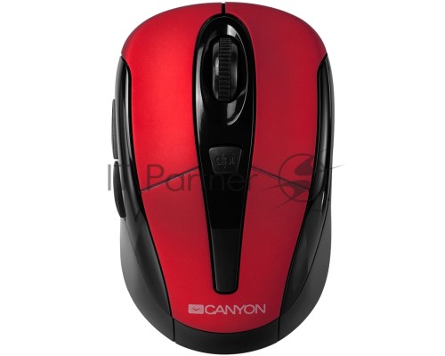 Мышь беспроводная Canyon MSO-W6 красный, 1600 dpi, радиоканал, USB, кнопки - 6