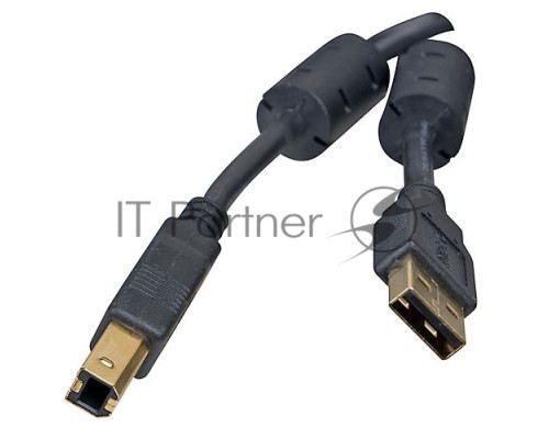 Кабель 5bites UC5010-018A USB2.0, AM/BM, зол.разъемы, ферр.кольца, 1.8м., черный