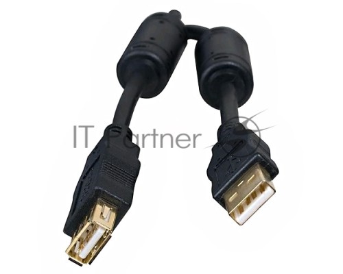 Кабель 5bites Проф. Кабель 5bites UC5011-018A USB2.0, AM/AF, зол.разъемы, ферр.кольца, 1.8м., черный