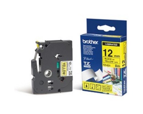 [Расходные материалы] Brother TZE-631 Картридж с лентой (P-Touch, 12мм, черный на желтом)(TZE631)
