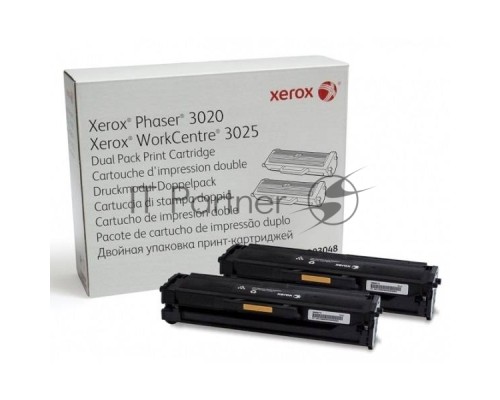 Картридж лазерный XEROX 106R03048 черный для XEROX Phaser 3020/WC 3025 (2х1500 стр)упаковка 2 шт(Channels)