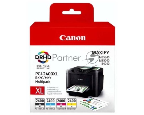 Картридж струйный CANON PGI-2400XL BK/C/M/Y MULTI (экономичный комплект: Bk 2500 стр, C/M/Y - по 1500 стр) для MAXIFY iB4040/МВ5040/МВ5340