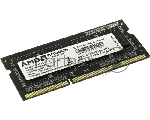 Оперативная память AMD SO-DIMM DDR3L 2Gb 1600MHz AMD R532G1601S1SL-UO OEM PC3-12800 CL11  204-pin 1.35В